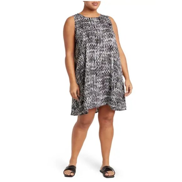 NWT Halogen Sleeveless A Line Dress Ivory Diamante Print - 1X - Picture 1 of 1